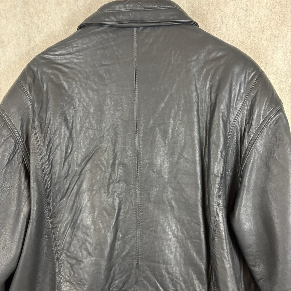 Vintage Members Only Soft Leather Jacket Mens XL Black Bomber 90s Oversized Moto - Picture 6 of 14